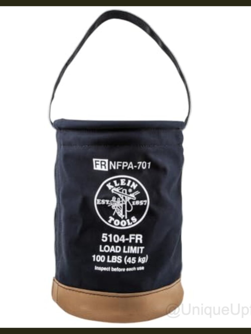 No. 4 Flame-Resistant Canvas Tool Bucket, 100-Pound Load Rated,